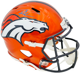 Russell Wilson Autographed Denver Broncos Flash Orange Full Size Replica Speed Helmet Fanatics Holo Stock #227938