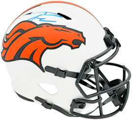 Russell Wilson Autographed Denver Broncos Lunar Eclipse White Full Size Replica Speed Helmet Fanatics Holo Stock #227940