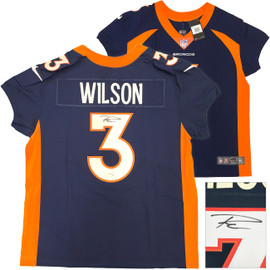 Denver Broncos Russell Wilson Autographed Blue Nike Elite Jersey Size 48 Fanatics Holo Stock #227954