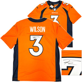 Denver Broncos Russell Wilson Autographed Orange Nike Limited Jersey Size L Fanatics Holo Stock #227957