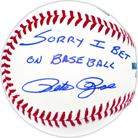 Pete Rose Autographed Official MLB Baseball Cincinnati Reds "Sorry I Bet On Baseball" PR Holo Stock #227964