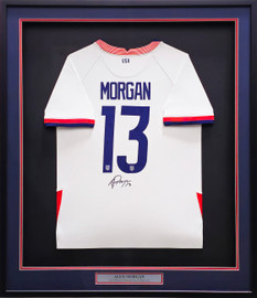 Team USA Soccer Alex Morgan Autographed Framed White Nike Jersey Beckett BAS Witness SKU #227757