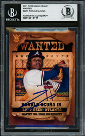 Ronald Acuna Jr. Autographed 2021 Topps Big League Wanted Card #WT3 Atlanta Braves Beckett BAS #16711125