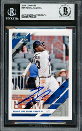 Ronald Acuna Jr. Autographed 2019 Donruss Card #87 Atlanta Braves Beckett BAS #16710459