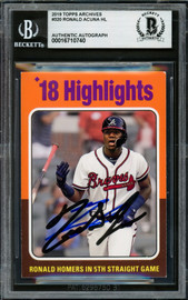 Ronald Acuna Jr. Autographed 2019 Topps Archives Card #320 Atlanta Braves Beckett BAS #16710740