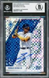 Ronald Acuna Jr. Autographed 2022 Panini Phoenix Pink Pulsar