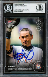 Ichiro Suzuki Autographed 2016 Topps Now Card #327-A Seattle Mariners Beckett BAS #16705093