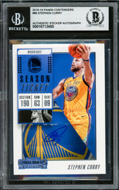 Stephen Curry Autographed 2018-19 Playoff Contenders Card #86 Golden State Warriors Beckett BAS #16713480