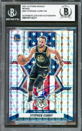 Stephen Curry Autographed 2021-22 Panini Mosaic Prizm Card #247 Golden State Warriors Beckett BAS #16714271