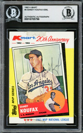 Sandy Koufax Autographed 1982 Topps K-Mart Card #4 Los Angeles Dodgers (Tape Attached) Beckett BAS #16705796