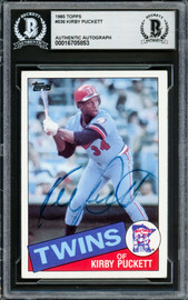 Kirby Puckett Autographed 1985 Topps Rookie Card #536 Minnesota Twins Beckett BAS #16705853