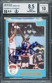 Patrick Ewing Autographed 1985-86 Star Rookie Card #166 New York Knicks BGS 8.5 Auto Grade Gem Mint 10 Beckett BAS #16613820