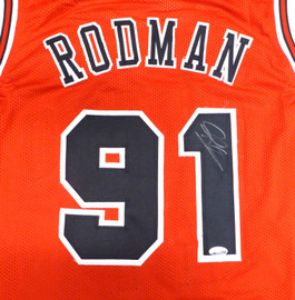 Chicago Bulls Dennis Rodman Autographed Red Jersey Beckett BAS #V39948