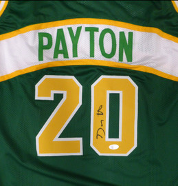 Seattle Supersonics Gary Payton Autographed Green Jersey JSA #WA611387