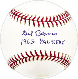 Gil Blanco Autographed Official MLB Baseball New York Yankees "1965 Yankees" Beckett BAS QR #BM17818