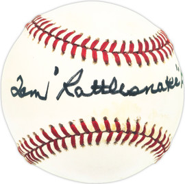 Tom "Rattlesnake" Baker Autographed Official NL Baseball Brooklyn Dodgers Beckett BAS QR #BM25918