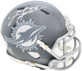 Jason Taylor Autographed Miami Dolphins Slate Silver Speed Mini Helmet Beckett BAS Witness Stock #228818