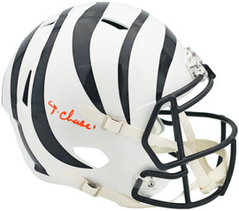 Ja'Marr Chase Autographed Cincinnati Bengals White 2022 Alternate Full Size Speed Replica Helmet Beckett BAS Witness Stock #228827