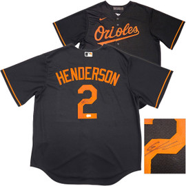 Baltimore Orioles Gunnar Henderson Autographed Black Nike Jersey Size XL Beckett BAS Witness Stock #228960