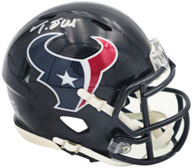 Tank Dell Autographed Houston Texans Blue Speed Mini Helmet Beckett BAS QR Stock #229520
