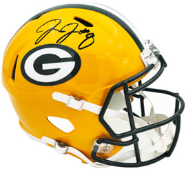 Josh Jacobs Autographed Green Bay Packers Yellow Full Size Speed replica Helmet Beckett BAS Witness Stock #229525