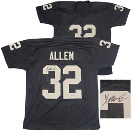 Oakland Raiders Marcus Allen Autographed Black Jersey Beckett BAS Witness Stock #230004