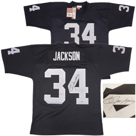 Oakland Raiders Bo Jackson Autographed Black Authentic Mitchell & Ness 1988 Throwback Jersey Size L Beckett BAS Witness Stock #230007