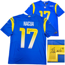 Los Angeles Rams Puka Nacua Autographed Blue Nike On Field Jersey Size L Fanatics Holo Stock #230009