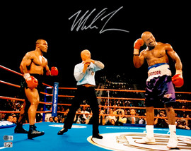 Mike Tyson Autographed 16x20 Photo vs. Evander Holyfield Beckett BAS QR Stock #230029