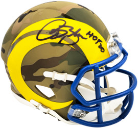 Isaac Bruce Autographed St. Louis Rams Camo Speed Mini Helmet "HOF 20" Beckett BAS Witness Stock #230120