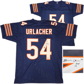 Chicago Bears Brian Urlacher Autographed Blue Jersey "HOF 18" Beckett BAS Witness Stock #230047