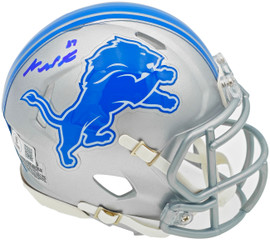 Sam LaPorta Autographed Detroit Lions Silver Speed Mini Helmet Beckett BAS Witness Stock #230026