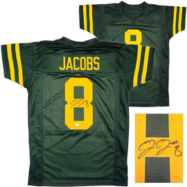 Green Bay Packers Josh Jacobs Autographed Green Throwback Jersey Beckett BAS Witness Stock #230044
