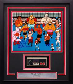 Mike Tyson Autographed Framed 11x14 Nintendo Punch-Out!! Cast Photo With NES Controller Beckett BAS QR Stock #230190