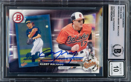 Manny Machado Autographed 2017 Bowman Then & Now Card #4 Baltimore Orioles Auto Grade Gem Mint 10 Beckett BAS #16542444