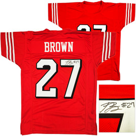 San Francisco 49ers Ji'Ayir Brown Autographed Red Jersey Beckett BAS Witness Stock #232606