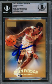 Allen Iverson Autographed 1997-98 Skybox Premium Reebok Gold Card