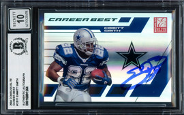 Emmitt Smith Autographed 2004 Donruss Elite Career Best Card #CB11 Dallas Cowboys Auto Grade Gem Mint 10 #887/1650 Beckett BAS #16891564