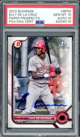 Elly De La Cruz Autographed 2022 1st Bowman Prospects Rookie Card #BP50 Cincinnati Reds PSA 10 Auto Grade Gem Mint 10 PSA/DNA #82035718