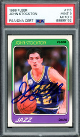 ストックトン John Stockton 8枚,25枚限定 サインカード 2枚 John Stockton Autographed 1988-89 Fleer Rookie Card #115