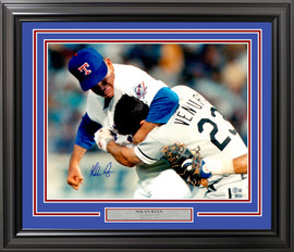 Nolan Ryan Autographed Framed 16x20 Photo Texas Rangers Fight vs. Robin Ventura Beckett BAS QR Stock #235665