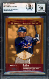 Ichiro Suzuki Autographed 2001 SP Game Bat Rookie Card #91 Seattle