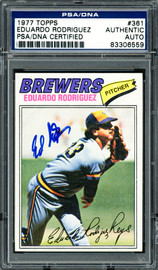 Eduardo Rodriguez Autographed 1977 Topps Card #361 Milwaukee Brewers PSA/DNA #83306559