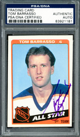 Tom Barrasso Autographed 1984-85 Topps Rookie Card #158 Buffalo Sabres PSA/DNA #83921181