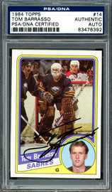 Tom Barrasso Autographed 1984-85 Topps Rookie Card #14 Buffalo Sabres PSA/DNA #83476392