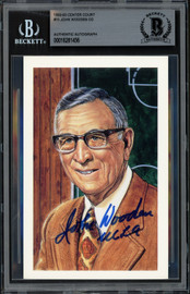 John Wooden Autographed 3.5x5.5 Ron Lewis Postcard UCLA Bruins "UCLA" Beckett BAS Stock #251035 John Wooden Autographed 3.5x5.5 Ron Lewis Postcard UCLA Bruins "UCLA" Beckett BAS Stock #251035