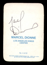 Marcel Dionne Autographed 1976-77 Topps Glossy Card #4 Los Angeles Kings (Signed on Back) SKU #251661