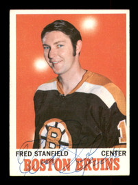 Fred Stanfield Autographed 1970-71 Topps Card #5 Boston Bruins SKU #251190