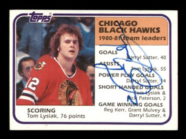 Tom Lysiak Autographed 1981-82 Topps Card #49 Chicago Blackhawks SKU #251409