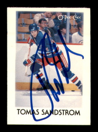 Tomas Sandstrom Autographed 1987-88 O-Pee-Chee Minis Card #39 New York Rangers SKU #251679